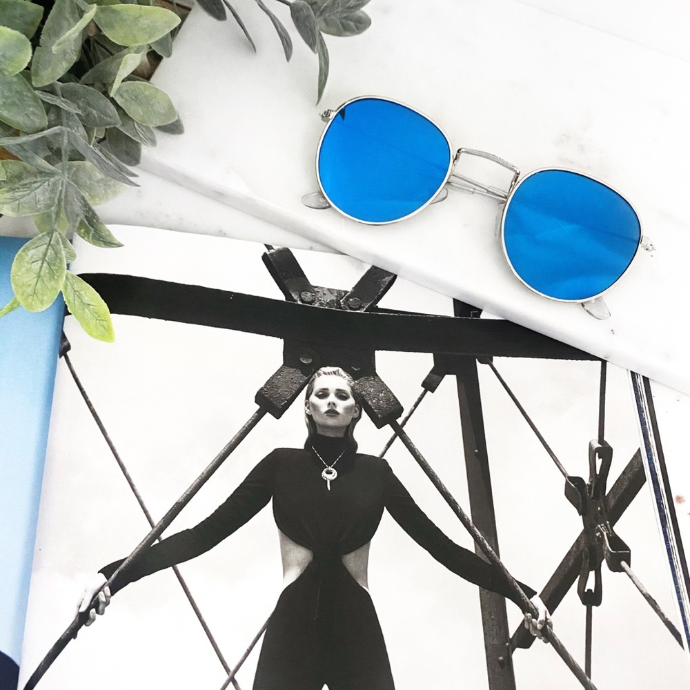 "Brooklyn" Sunglasses || Blue Mirror Round